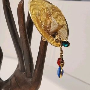 🔖Unique Vintage 1980's Gold Mesh Hat Brooch